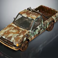 Camouflage Vintage Pickup Truck With Rugged Exterior And Military Style Design