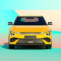 Yellow Modern Electric Car With Sleek Body Black Wheels And Distinctive Headlights