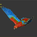 Colorful Parrot Flying With Vibrant Blue Red Green Feathers In Mid Air
