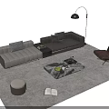 Modern Leather Sofa And Coffee Table Set With Marble Top Floor Lamp Accent Chair And Ottoman