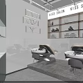 Modern KISS Salon Interior With Glass Doors Plants Sofa And Styling Chairs