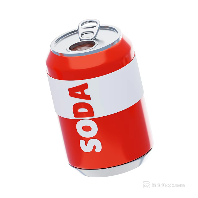 Red And White Soda Can With Bold Label Design For Refreshing Beverage 3d model 