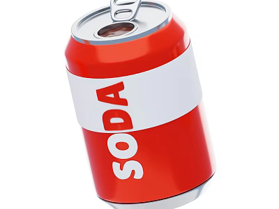 Red And White Soda Can With Bold Label Design For Refreshing Beverage 3d model