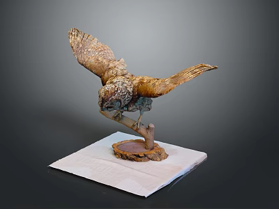 Eagle Sculpture With Spreading Wings In Dynamic Display Pose On Wooden Base 3d model