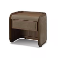 Modern Walnut Side Table With Fabric Drawer And Sleek Wooden Frame Design