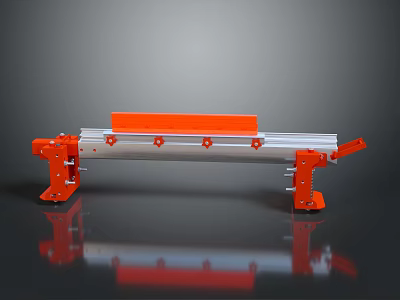 Orange And Silver Mechanical Device With Long Metal Bar Structure And Orange Components 3d model