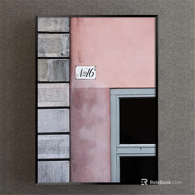 Building Exterior With Pink And Gray Walls House Number 14/6 And Window 3d model 