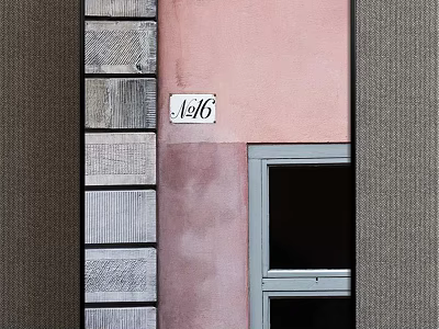 Building Exterior With Pink And Gray Walls House Number 14/6 And Window 3d model