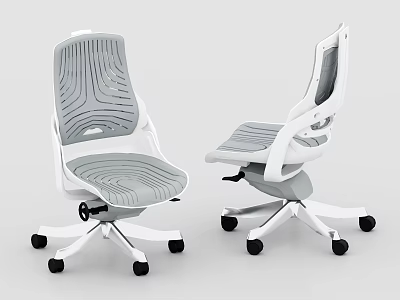 Modern Office Chair With White And Gray Design And Rolling Casters 3d model
