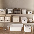 Solid Wood Multi-layer File Rack Storage Box Storage Rack Wooden Rattan Storage Basket Storage Box Filing Box 3d model