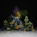 Banquet Hall with Elegant Floral Decorations Colorful Flowers and Lush Green Plants