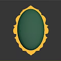 Green Oval Gemstone With Golden Ornate Frame And Building Reflection On Surface