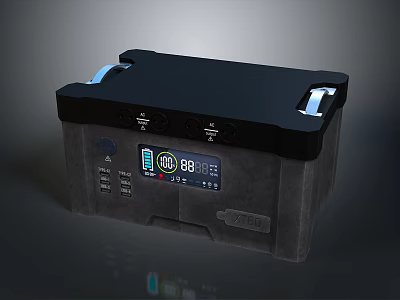 Portable Energy Storage Battery with Digital Display and Handle for Outdoor Power Supply 3d model