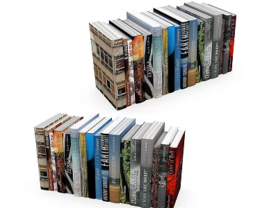Diverse Stacked Books Collection With Colorful Covers And Various Themes 3d model