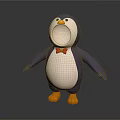 Cute 3D Cartoon Penguin Doll With Blue Body White Belly Red Bow Tie Orange Feet