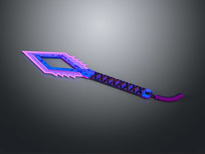 Futuristic Fantasy Weapon With Vibrant Purple Pink Glowing Blade And Decorative Hilt 3d model