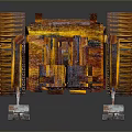 Rusty Orange Robot Character With Large Eyes Tracked Treads And Metallic Texture Design