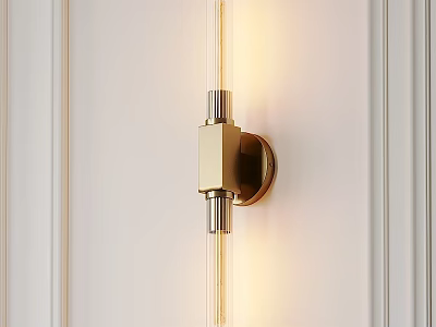Modern Brass Wall Lamp With Transparent Glass Tubes On White Wall Lighting Design 3d model