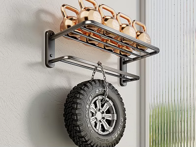 Wall Mounted Metal Bathroom Cabinet Rack With Storage Shelf For Toiletries On Light Colored Wall 3d model