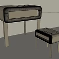 Modern Beige Piano Set With Matching Bench And Smooth Surface Design 3d model