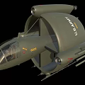 Green Military Helicopter With US Air Force Star Insignia And Missiles