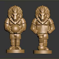 Two Golden Lion Trophy Sculptures With Round Base And Shiny Golden Surface