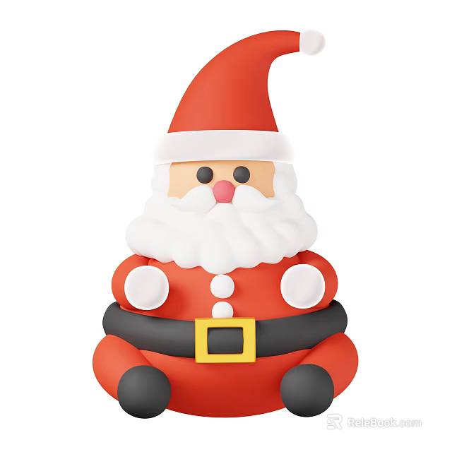 Cute Red Santa Claus Sitting Christmas Ornament Decoration Set with White Beard for Home Decor 3d model 