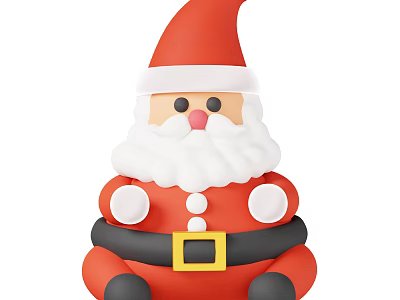 Cute Red Santa Claus Sitting Christmas Ornament Decoration Set with White Beard for Home Decor 3d model