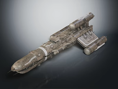 Detailed Futuristic Interstellar Spaceship With Metallic Hull And Cosmic Exploration Elements 3d model