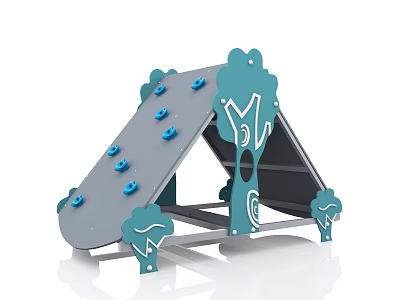Sturdy Kids Climbing Frame With Blue Holds And Cartoon Tree Design For Outdoor Play 3d model