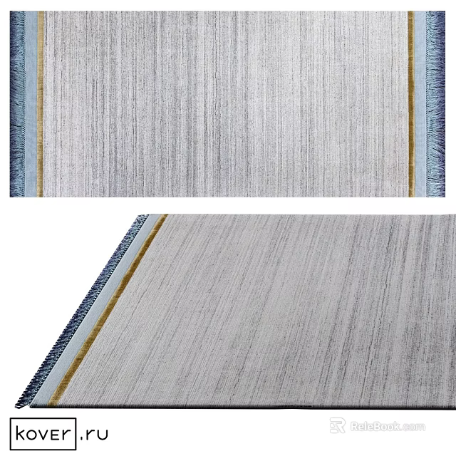 Light Gray Square Rug With Blue And Gold Border And Textured Surface 3d model 