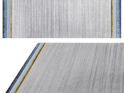Light Gray Square Rug With Blue And Gold Border And Textured Surface 3d model