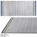 Light Gray Square Rug With Blue And Gold Border And Textured Surface