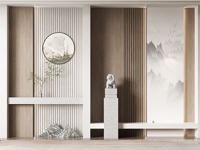 New Chinese background wall porch wall model