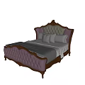 Luxurious Classic Double Bed With Tufted Pink Headboard Ornate Frame And Pillows 3d model