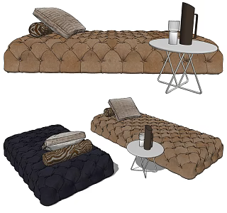 Jane European Sofa Stool Leather Fabric Sofa Bench 3d model