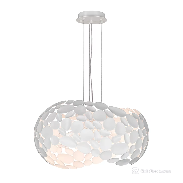 Modern Spherical Chandelier With White Pebble Shaped Accents For Interior Design 3d model 