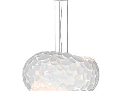 Modern Spherical Chandelier With White Pebble Shaped Accents For Interior Design 3d model