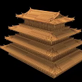 Traditional Chinese Ancient Building With Multi Tiered Structure And Overhanging Eaves