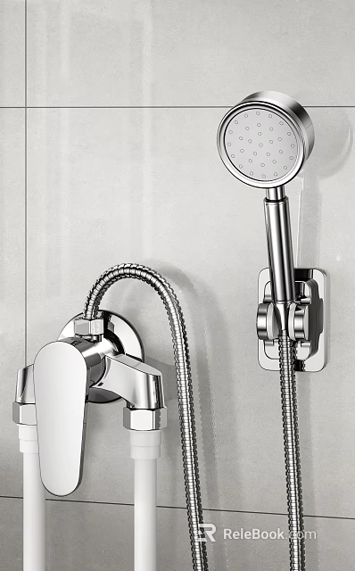 Modern Handheld Shower Head With Wall Mounted Chrome Finish Flexible Hose And Sleek Design 3d model 