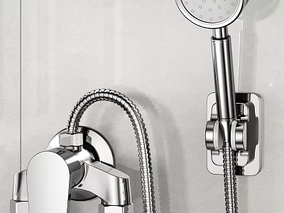 Modern Handheld Shower Head With Wall Mounted Chrome Finish Flexible Hose And Sleek Design 3d model