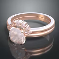 Elegant Rose Gold Ring Featuring Large Central Stone And Small Accent Stones 3d model