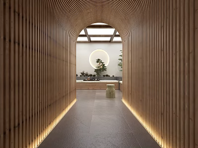 new chinese style aisle underground garden aisle 3d model
