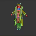 Game Movie Character In Yellow Coat With Cat Ear Hat Pink Top And Red Shoes