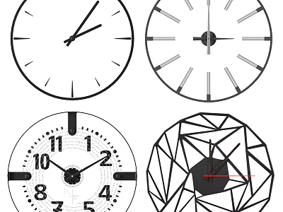 Various Stylish Clocks With Classic Modern And Geometric Designs For Home Decor 3d model