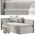 Cozy Sofa With Storage Drawers Plaid Fabric Pillows And Bear Shaped Chair