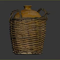 Traditional Household Orange Clay Pot in Woven Basket with Handles
