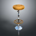 Yellow Leather Bar Stool With Metal Frame Circular Footrest And Silver Base 3d model