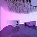 STARSHINE 18th Beauty Hair Studio Modern Exterior Design With White Wavy Wall And Purple Lighting