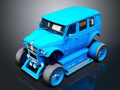 Blue Vintage Toy Car With Large Wheels And Retro Body Design 3d model